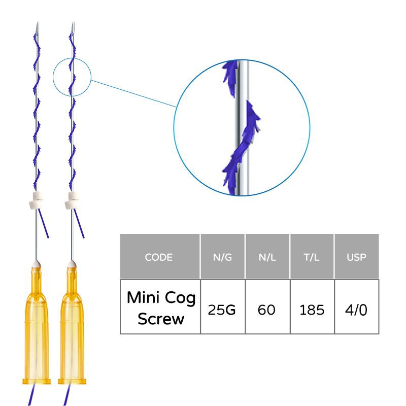 Mini Cog Screw 25g 10pcs/bag Hilos Tensores Faciales Ultra V Lift Barbed 38/60mm Pdo Thread for Face Lift Skin Care