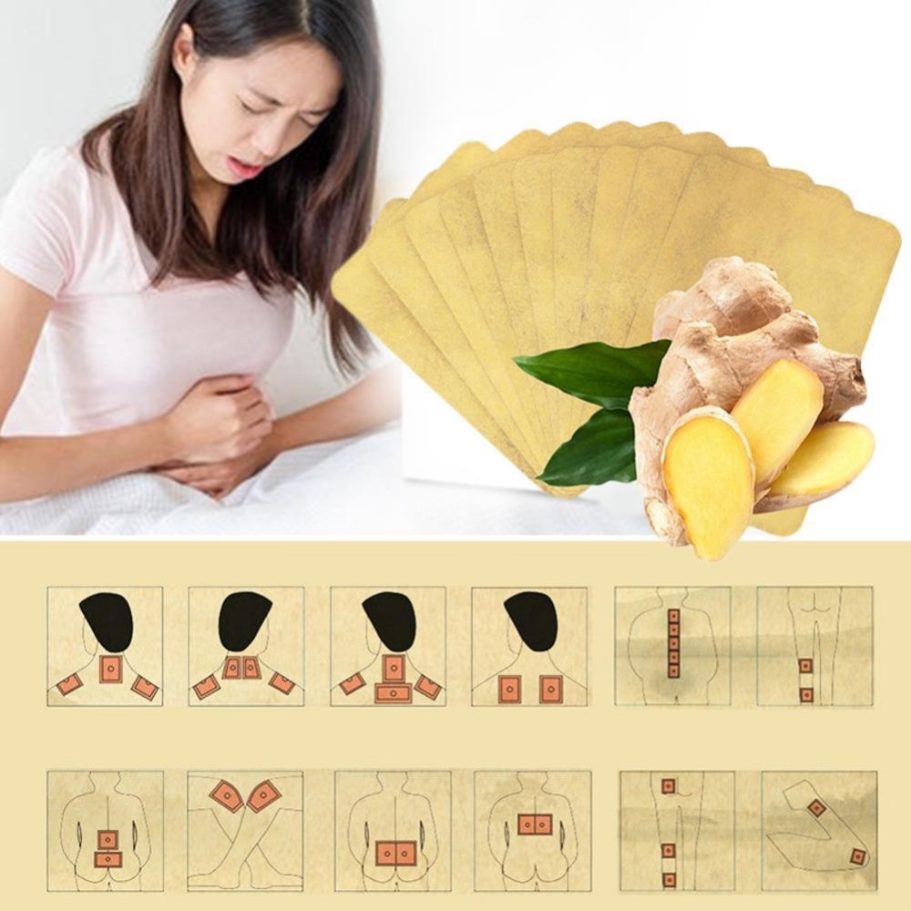 10pcs Ginger Detox Patches Body Neck Knee Pad Herbal Pain Relief Health Care Body Detox Foot Patch Ginger Adhesive Pads TSLM1