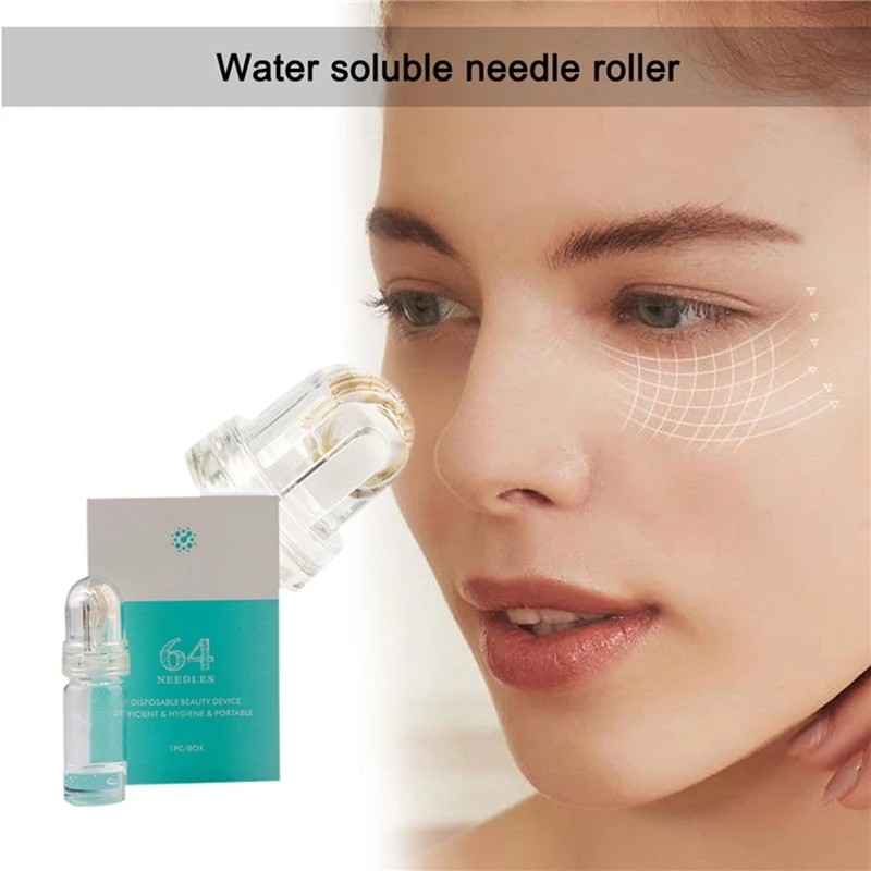 Hydra Roller 64 Pins Micro Titanium Needle Tips Derma Needles Skin Care Anti Aging Whitening Serum Roller Bottle Reusable