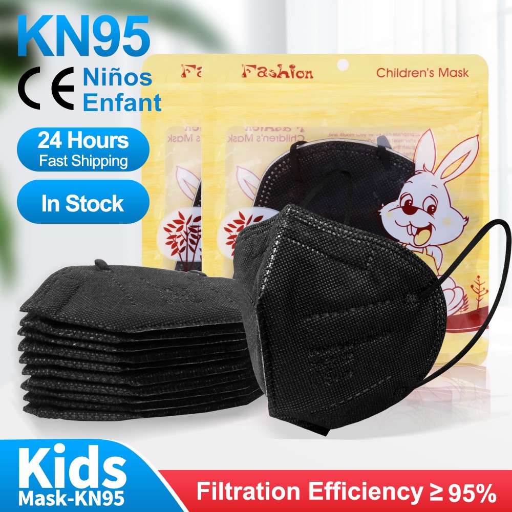 10-100Mascarillas FPP2 Negras KN95 Negro Respiratory ffp2reuse zable Mascherine Ninos ffp2Black FFP2 Child Mask Mascarilla Spain