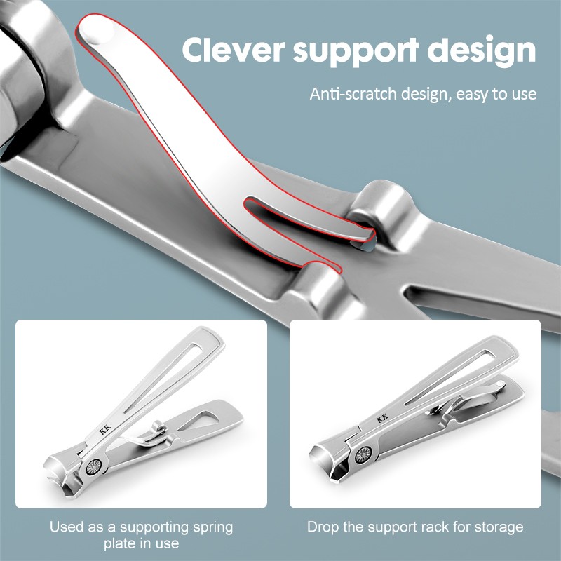 KK Nail Clipper Wide Jaw Opening Stainless Steel High Quality Manicure Tools Nano Glass File Pedicure Scissors Hand Foot Care