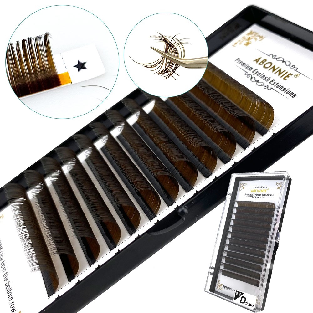 Abonnie - Individual Eyelashes Extensions, Luxurious False Eyelashes, 8-15 Mink Hair Blends, Dark Color, Professional