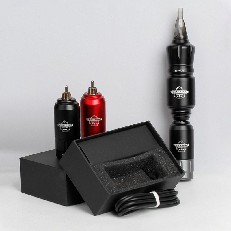 Mini Rocket Tattoo Machine Set 2pcs Wireless Tattoo Power Supply RCA Interface Rotary Tattoo Pen Kit