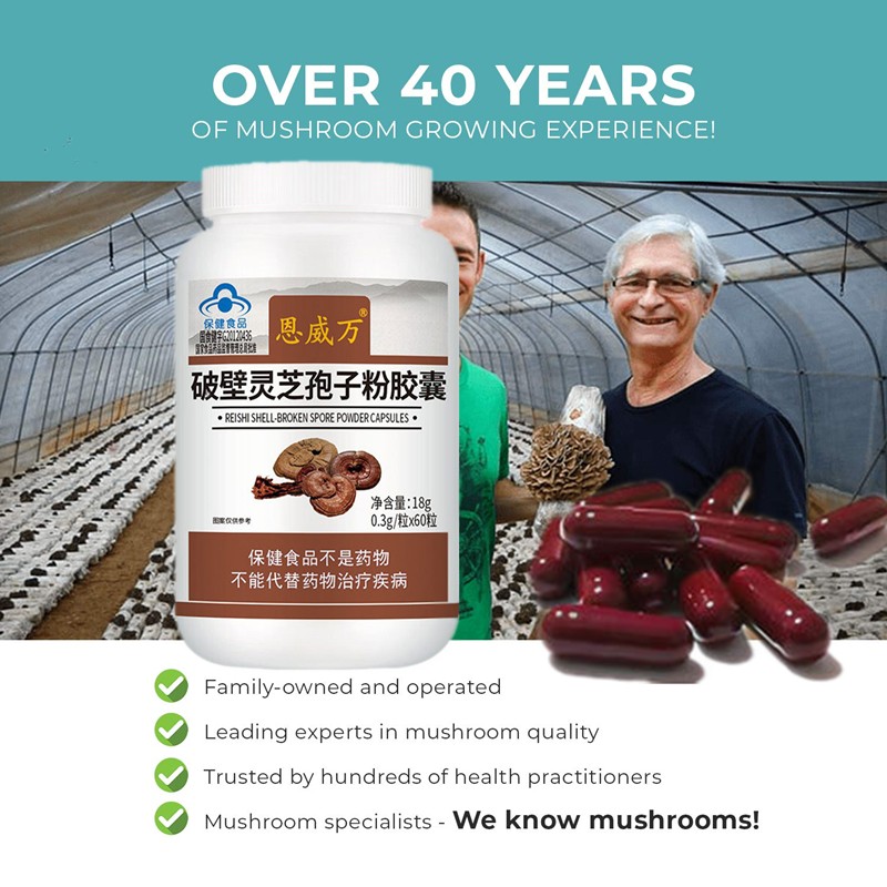 Reishi Ganoderma Lucidum Mushroom & Cordyceps Militaris Sinensis Extracts Capsules Energy Support Improve Healthy Immune System