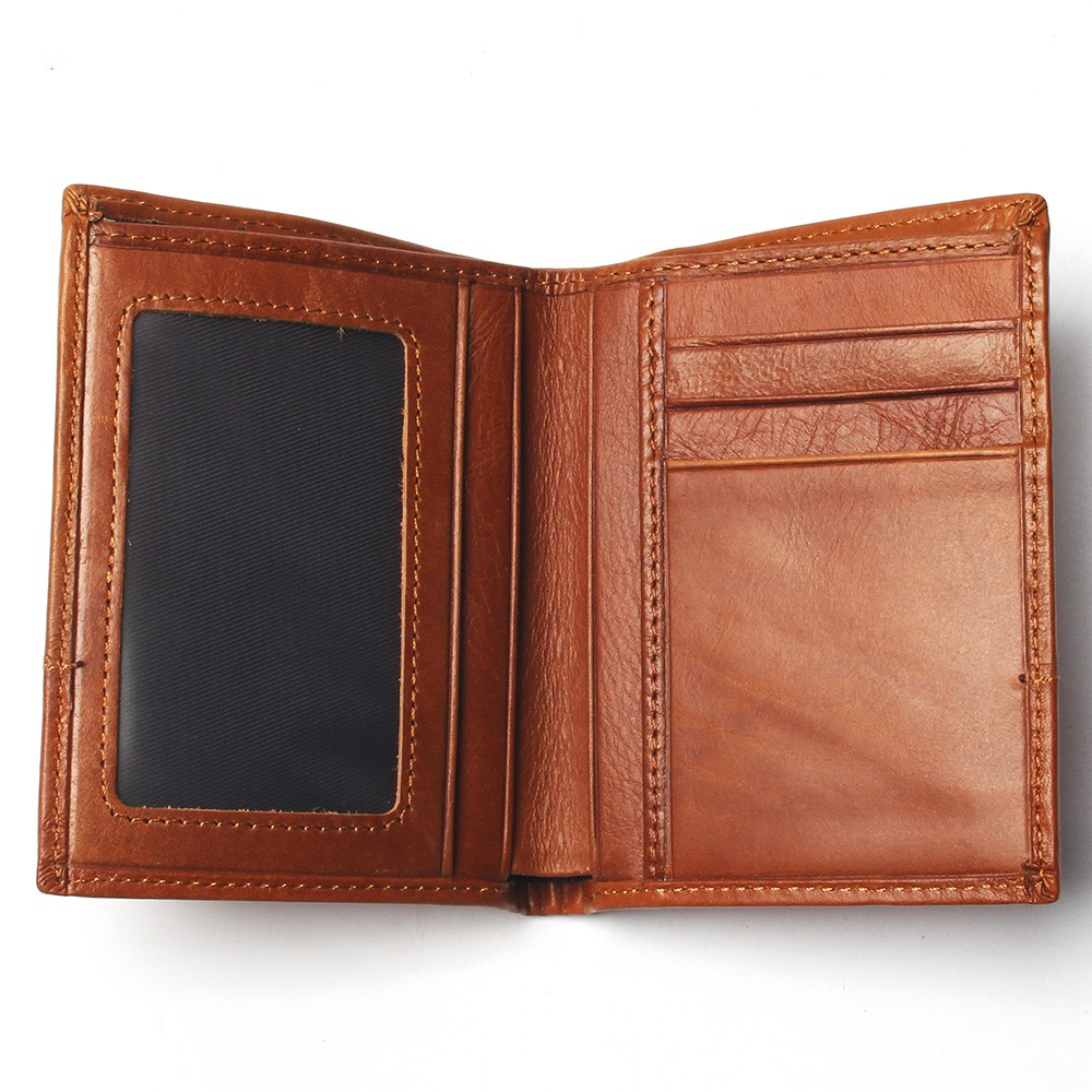 Genuine leather men's leather wallet, men's genuine leather wallet, delicate embossed horse design, foldable card holder