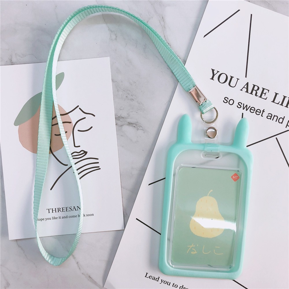 1pc Cute Kitten Rabbit High Quality Credit Card ID Holder Cute Cartoon Silicone Bus Card Case Key Holder Ring Luggage Tag Trinket