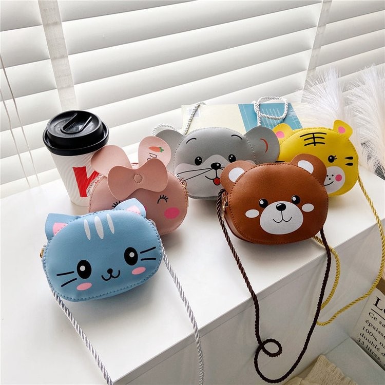 New Children Small Bags Baby Girls PU Leather Small Shoulder Crossbody Bags Cute Cat Kids Coin Purse Wallet