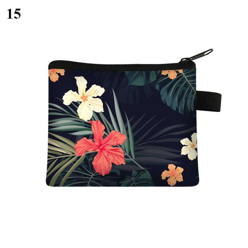 Fashion Brand Wallet Women Lovely Bowknot Flower Print Small Coin Bag Wallet Canvas Zipper Female Coin Purse Purse Earphone