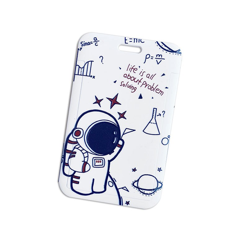 Cute Astronaut Cartoon Card Holder Keychain Student Doll Access Control Ic Card Sliding Certificate Cover For Women Men Wallet