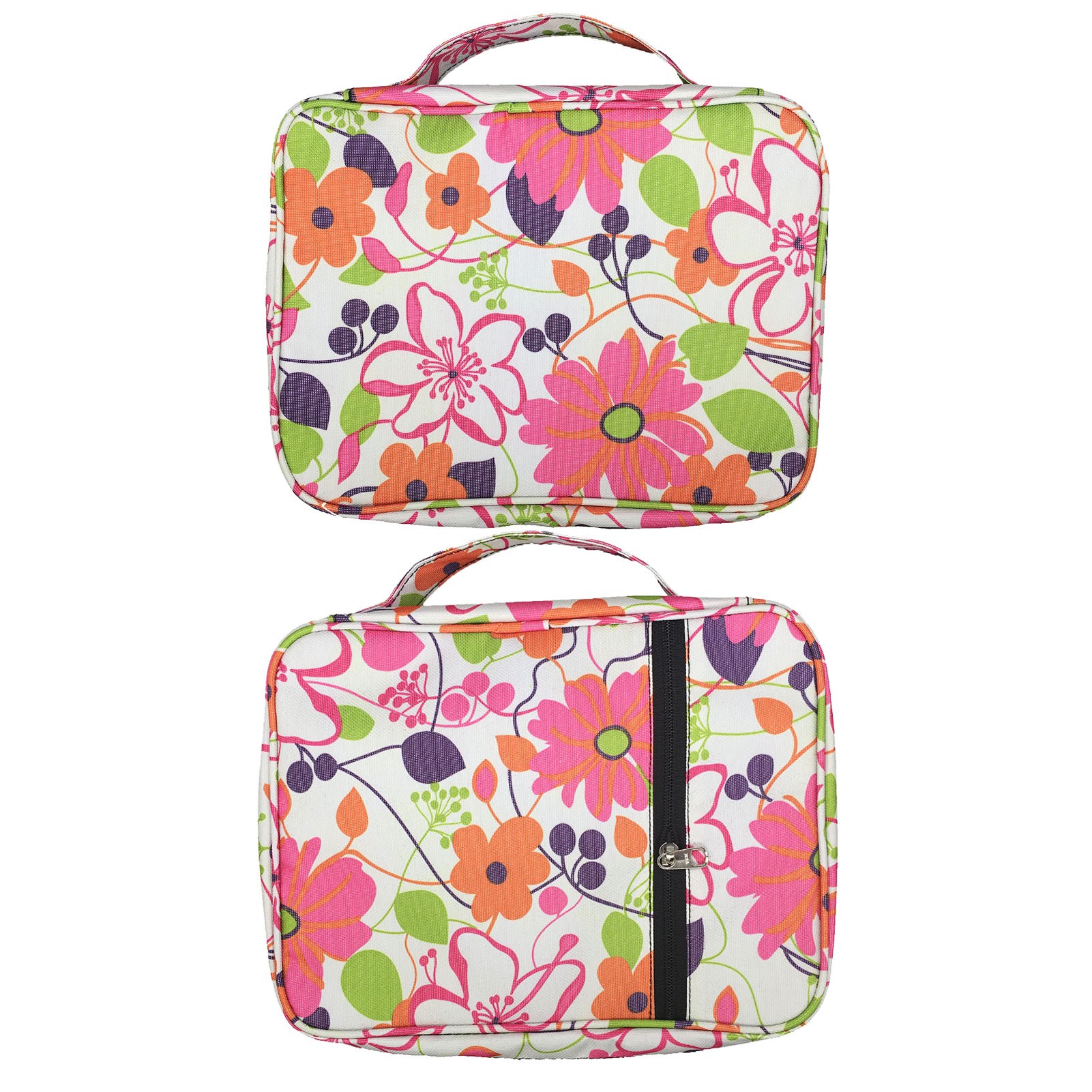 Waterproof Cover Portable Canvas Bible Cover Floral Pattern Handbag With Handle And Zippered Carrying Pocket Book Holder