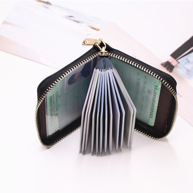 Women/Men Business Card Holder Wallet Case Red/Black/Grey/Yellow/Blue/Purple Credit Card Case 26 Bit Zipper Card Wallet