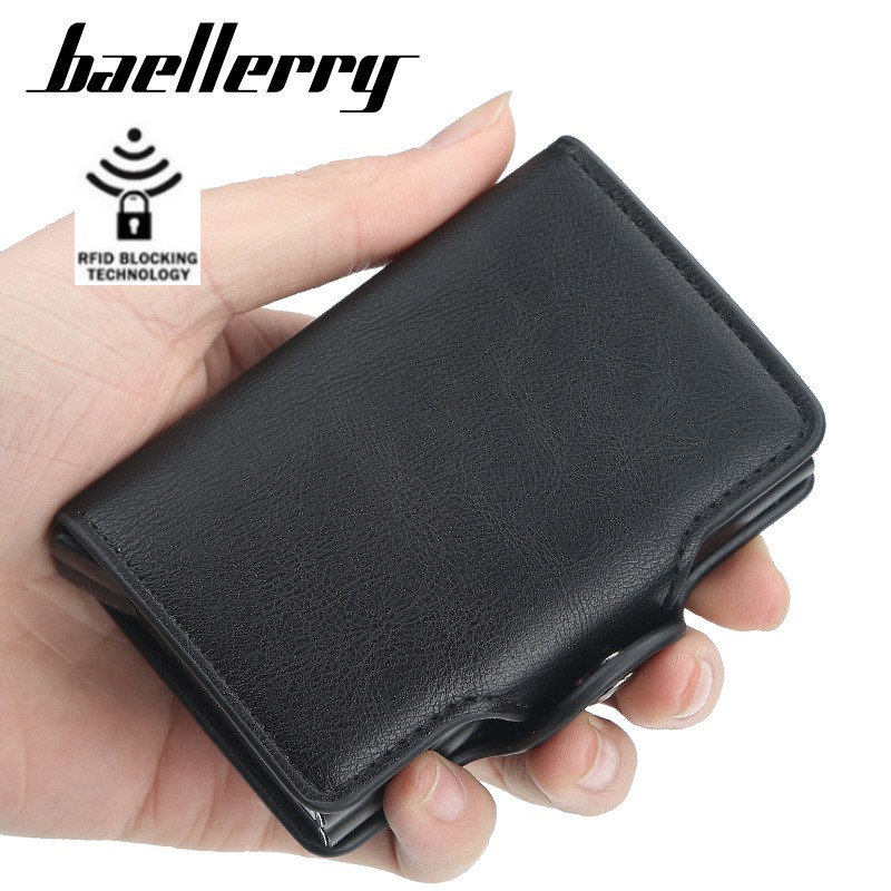 Men Wallet With Buckle Double Layer Aluminum Alloy Fashion Card Holder Casual Credit Card Holder Slim Small Wallet For Men