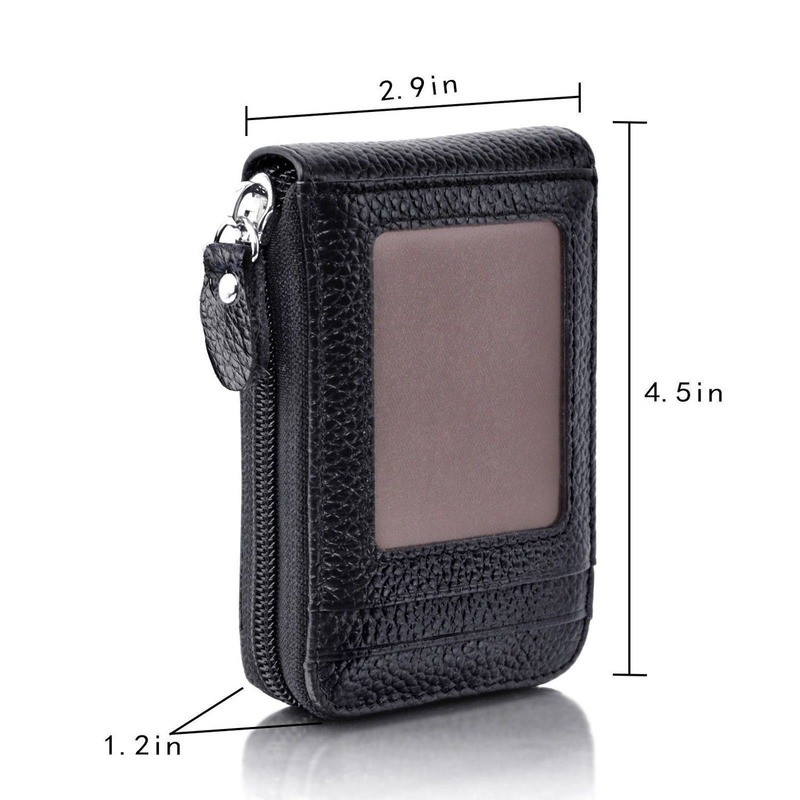 Men Wallet Genuine PU Leather Credit Card Holder RFID Blocking Zipper Pocket Men Bag Multi Card Zipper