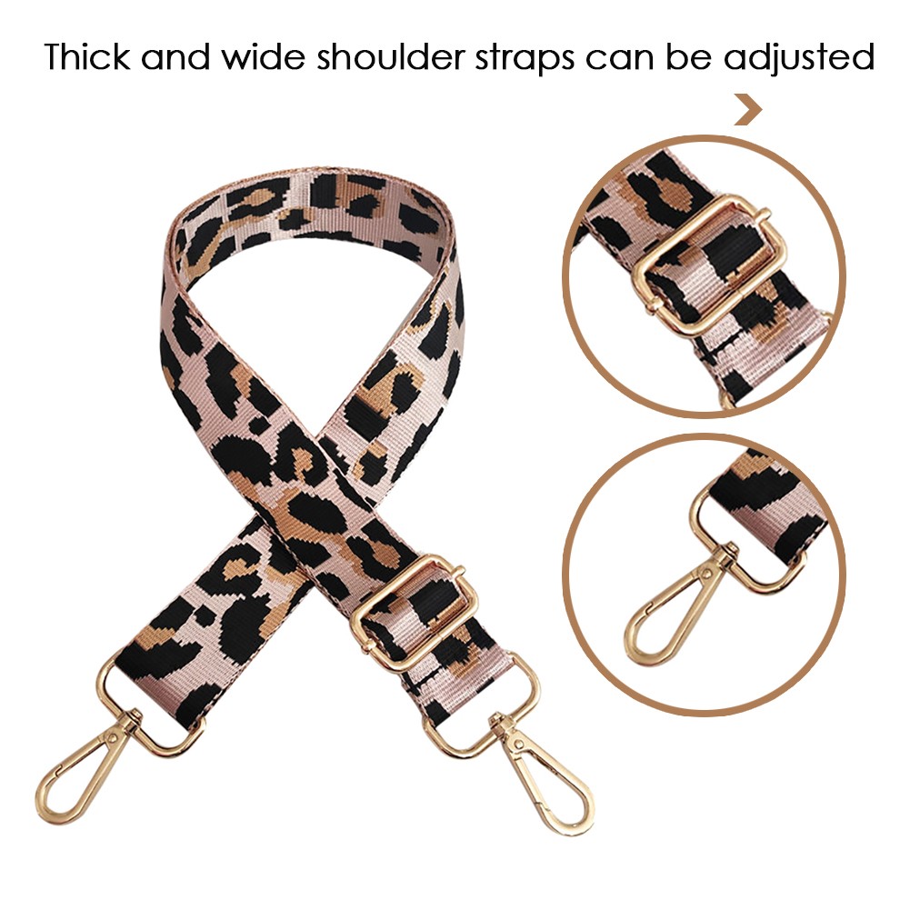 Leopard Bag Strap Women Shoulder Crossbody Bag Strap Adjustable Wide Strap Bag Accessories Female Messenger Bag Strap 130cm