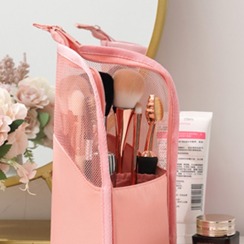 Travel Makeup Brush Bag Portable Cosmetic Brush Holder Organizer Waterproof Stand Makeup Brush Purse Zipper Cosmetic Bag