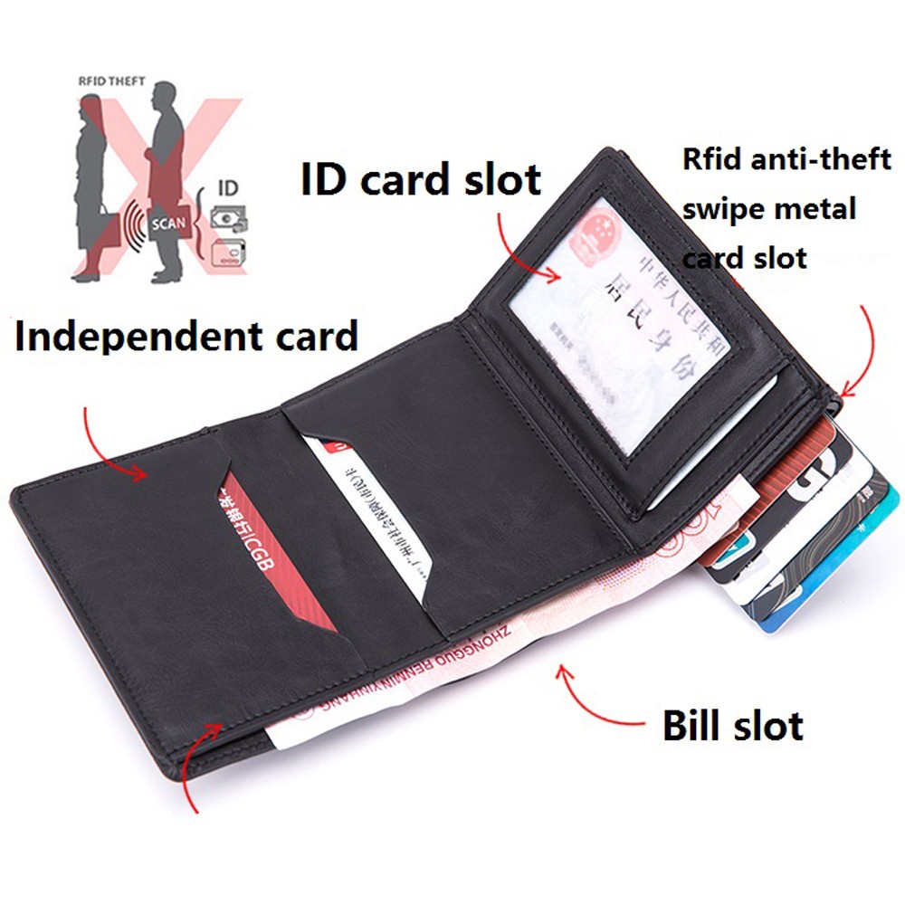 Cizicooco New Carbon Fiber Men Credit Card Holder Blocking Rfid Wallet Unisex Leather Security Information Aluminum Alloy Wallet Frame