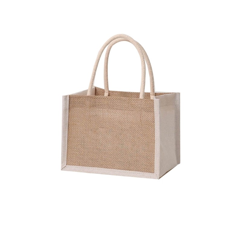 Jute Tote Bags Burlap Handbag Reusable Beach Grocery Shopping Bag With Handle Large Capacity For Women Girls