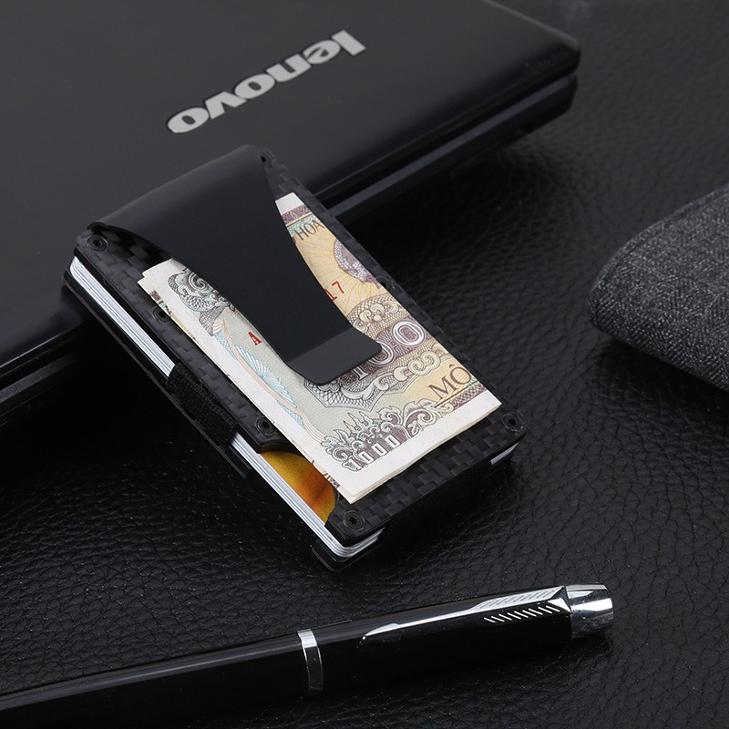 Rfid Carbon Fiber Mini Wallet Men Small Wallet Slim Thin Smart Pocket Card Wallet