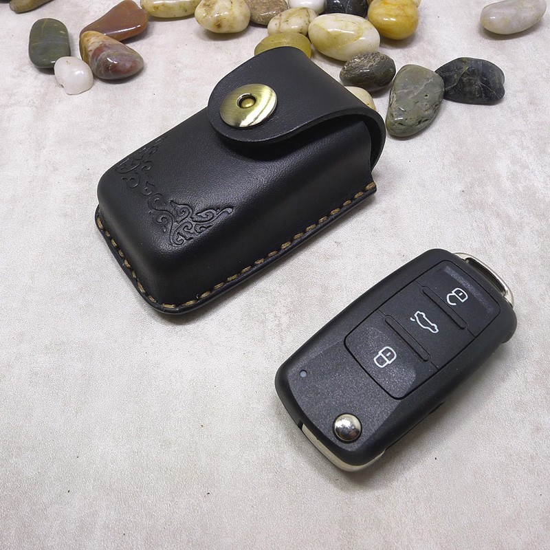 Blongk Universal Car Key Waist Bag Genuine Leather Handmade Car Key Belt Pack Men Nissan Toyota Bmw Ford Honda DFD-QC