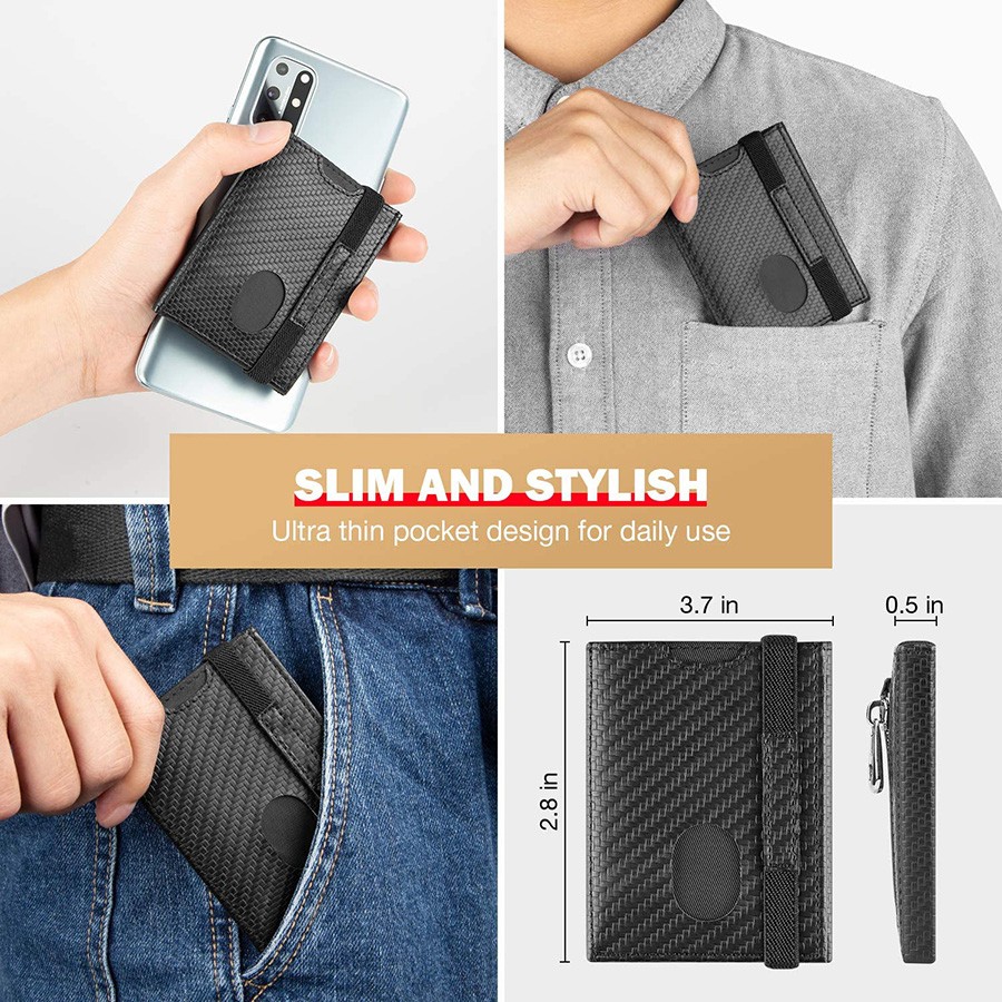 DIENQI Carbon Fiber Men Wallets Card Holder Money Bags Slim Thin Wallet Small Purse Male Black Wallet Vertical Walet 2021 Vallet