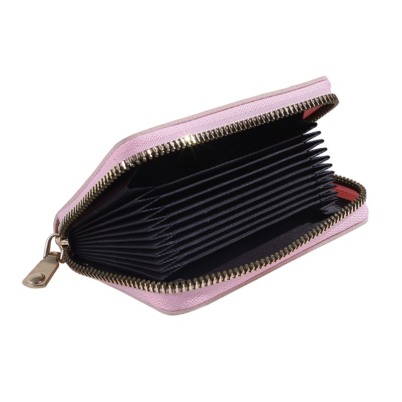 Women PU Zipper Cash ID Card Credit Card Holder Pure Color Business Card Case Name Card Holder Card Holder