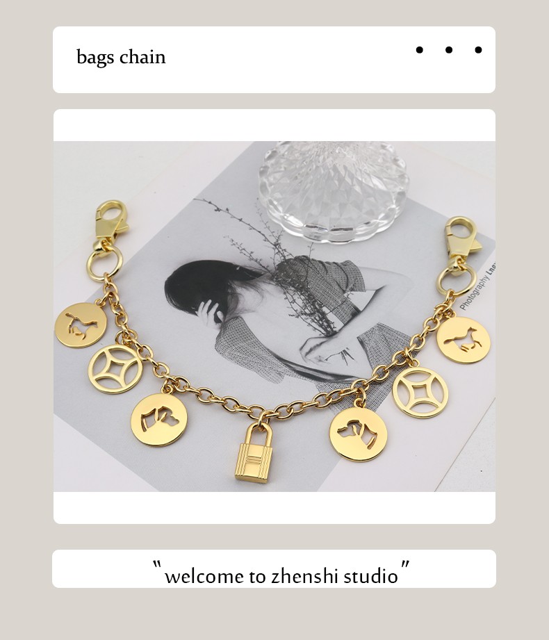 Chen Shi light luxury decorative chain bag high-grade versatile hand-hanging accessories short chain belt chain gold metal