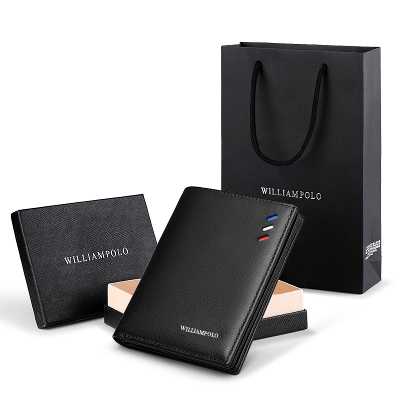 WILIAMPOLO Men Wallets Short Luxury Leather Man Wallet Mini Male Wallet Leather Wallet Credit Card Luxury Package PL181368