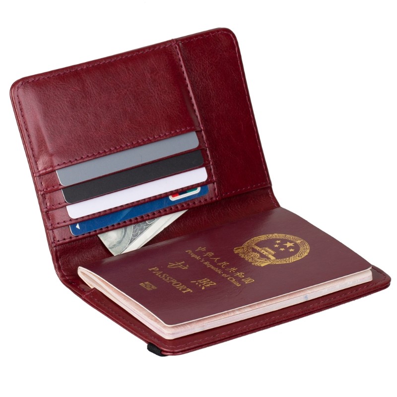 Passport Holder Cover Wallet RFID Blocking Leather Card Holder Travel Document Organizer 066C