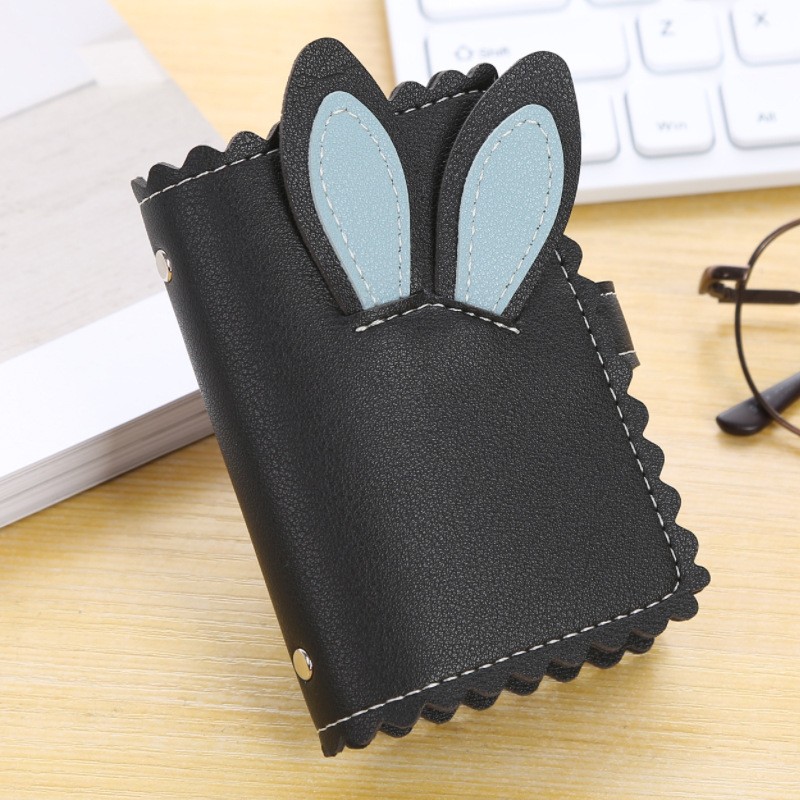 PU Leather 26 Men and Women Business Card Holder Rabbit Ear Business ID Card Holder Bag Bank Card Holder Card Holder Gift Card Holder