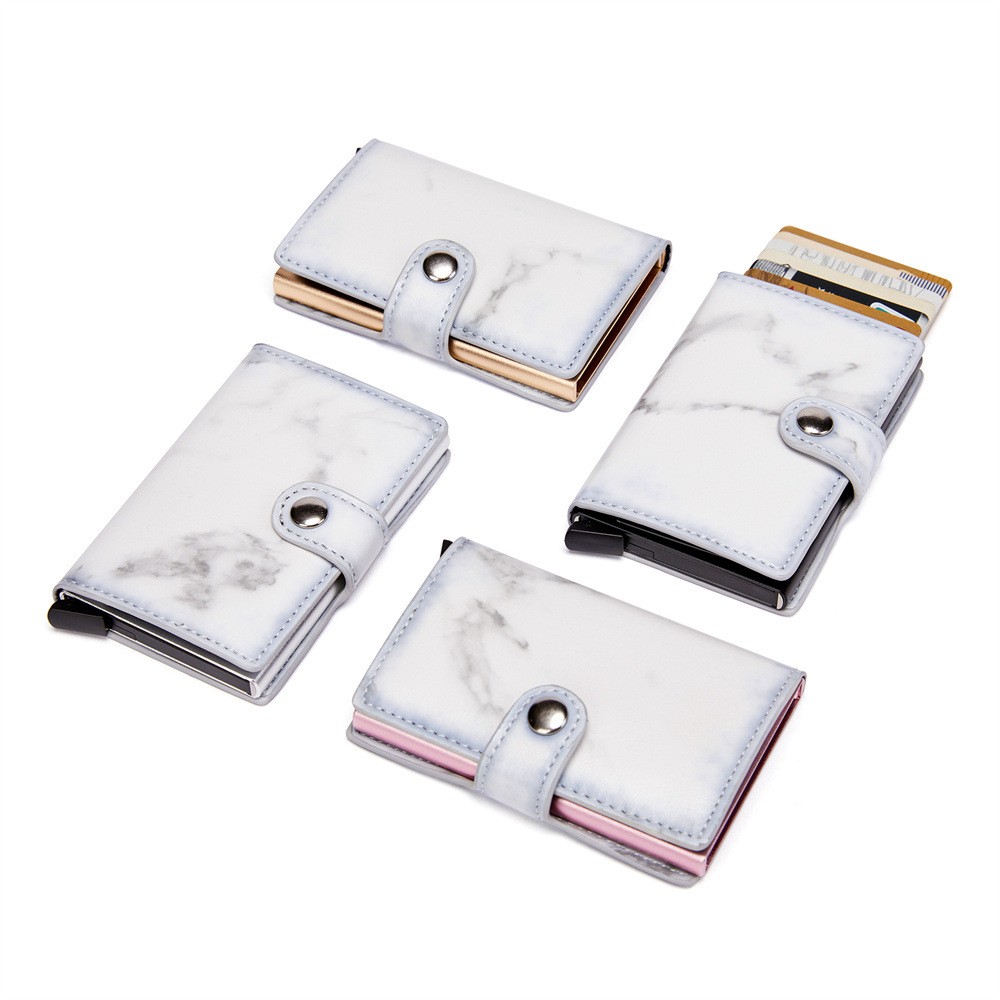 Marble card package aluminum alloy RFID anti-theft credit card box business card box simple PU Leather Wallet