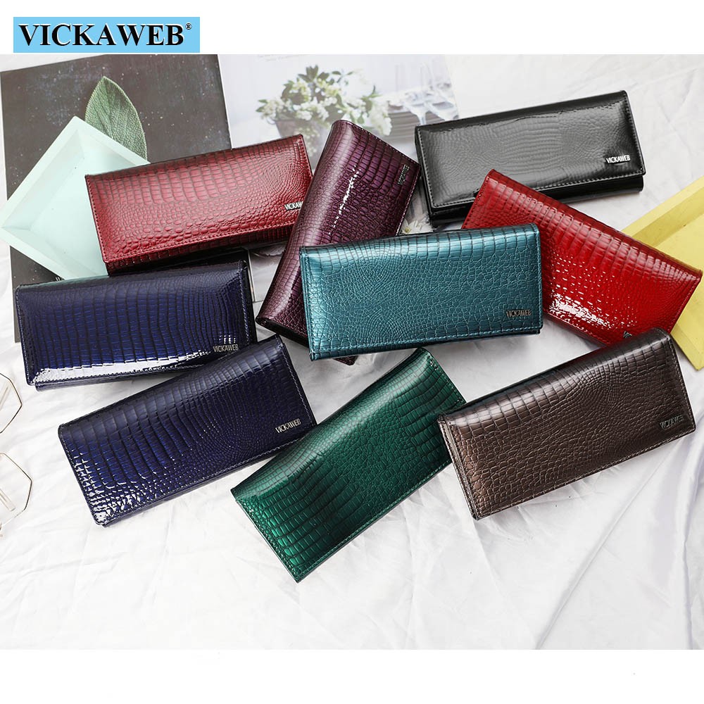 Women's Genuine Leather Magnetic Clip Wallet Fashion Long Wallet Card Holder Free Gift