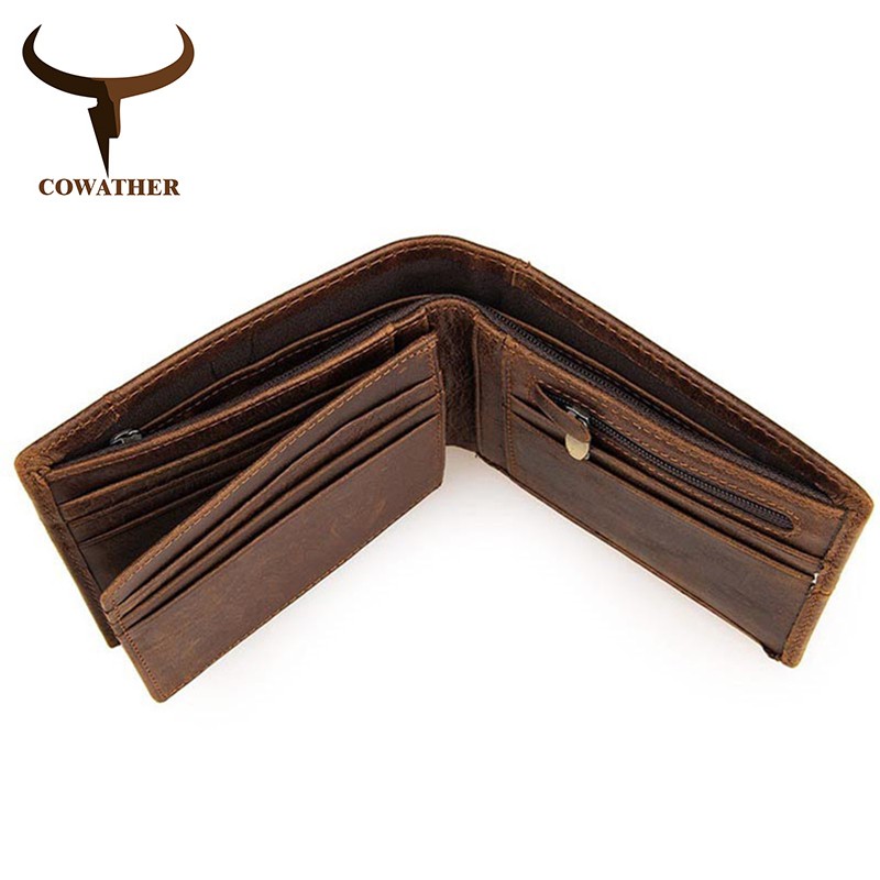 COWATHER - Genuine cowhide leather men's wallet, high quality, paste, dollar price, carteira masculina, original brand, 100%