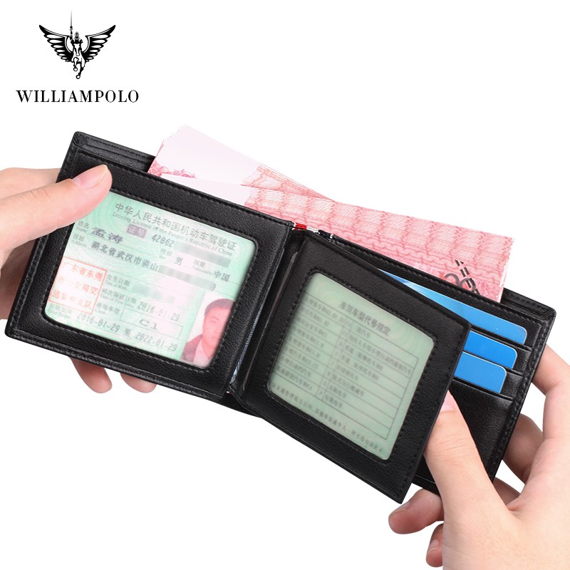 WilliamPOLO Men's Card Holder Genuine Leather Bifold, WilliamPOLO Men's Card Holder Genuine Leather Bifold