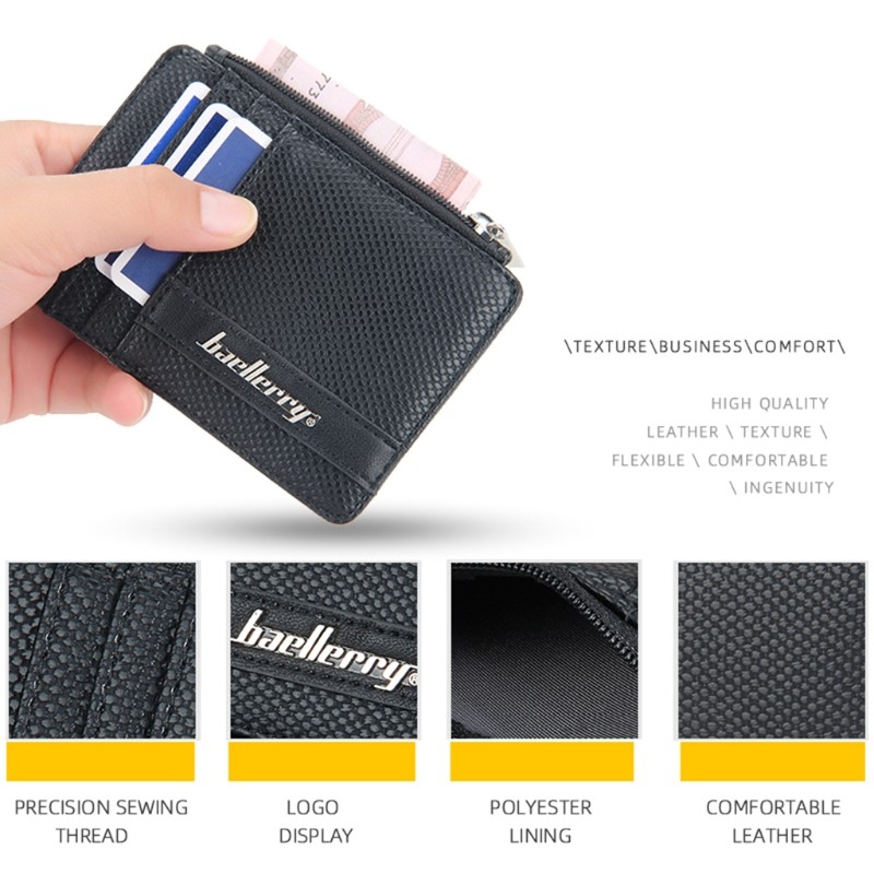 Men Small Credit Card Holder PU Leather Wallet Male Travel Slim Casual Money ID Card Coin Purse Change Business Pocket