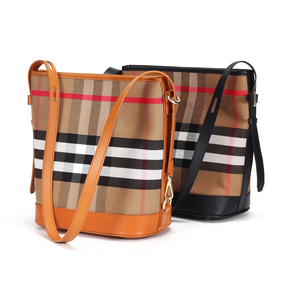 Ladies tote bag new trend leather messenger bag fashion one shoulder large capacity passenger plaid bucket bags women