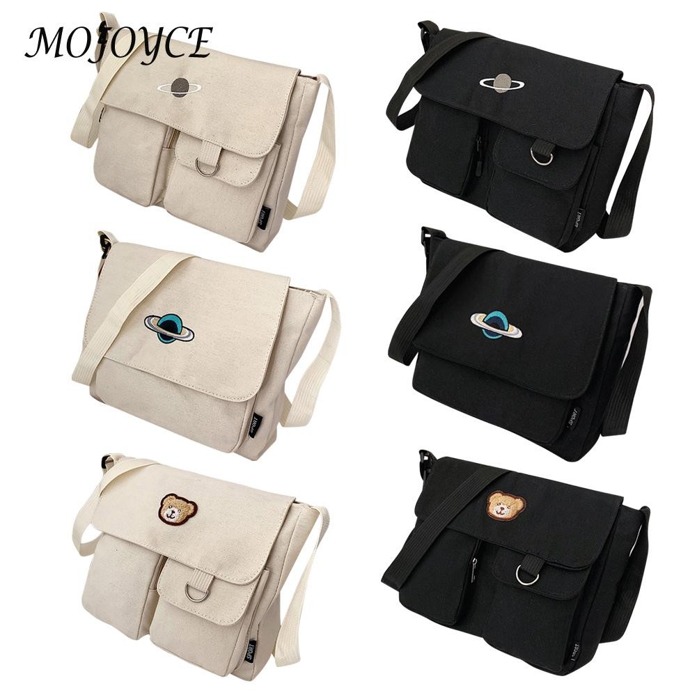 Fashion Student Zipper Crossbody Bags Solid Color Shoulder Bags Casual Ladies Bags Canvas Messenger Bags