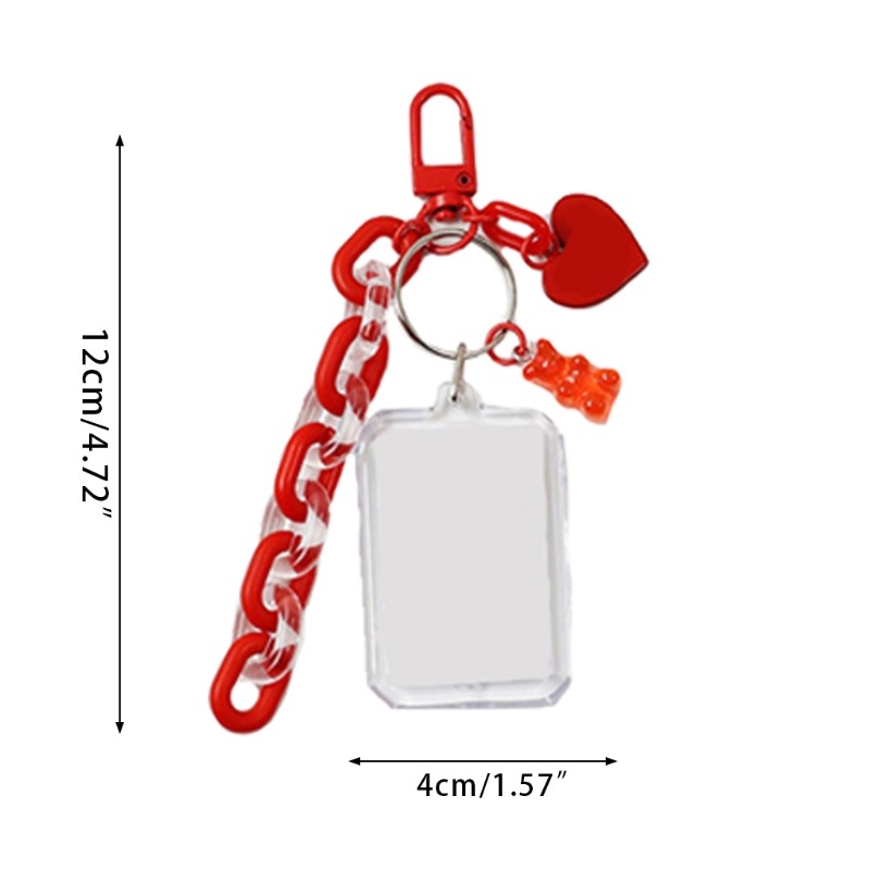 1PC DIY Blank ID Photo Beaded Keychain Bag Hanging Key Chain Pendant Mobile Phone Chain Bag Decorative Ornaments Accessory