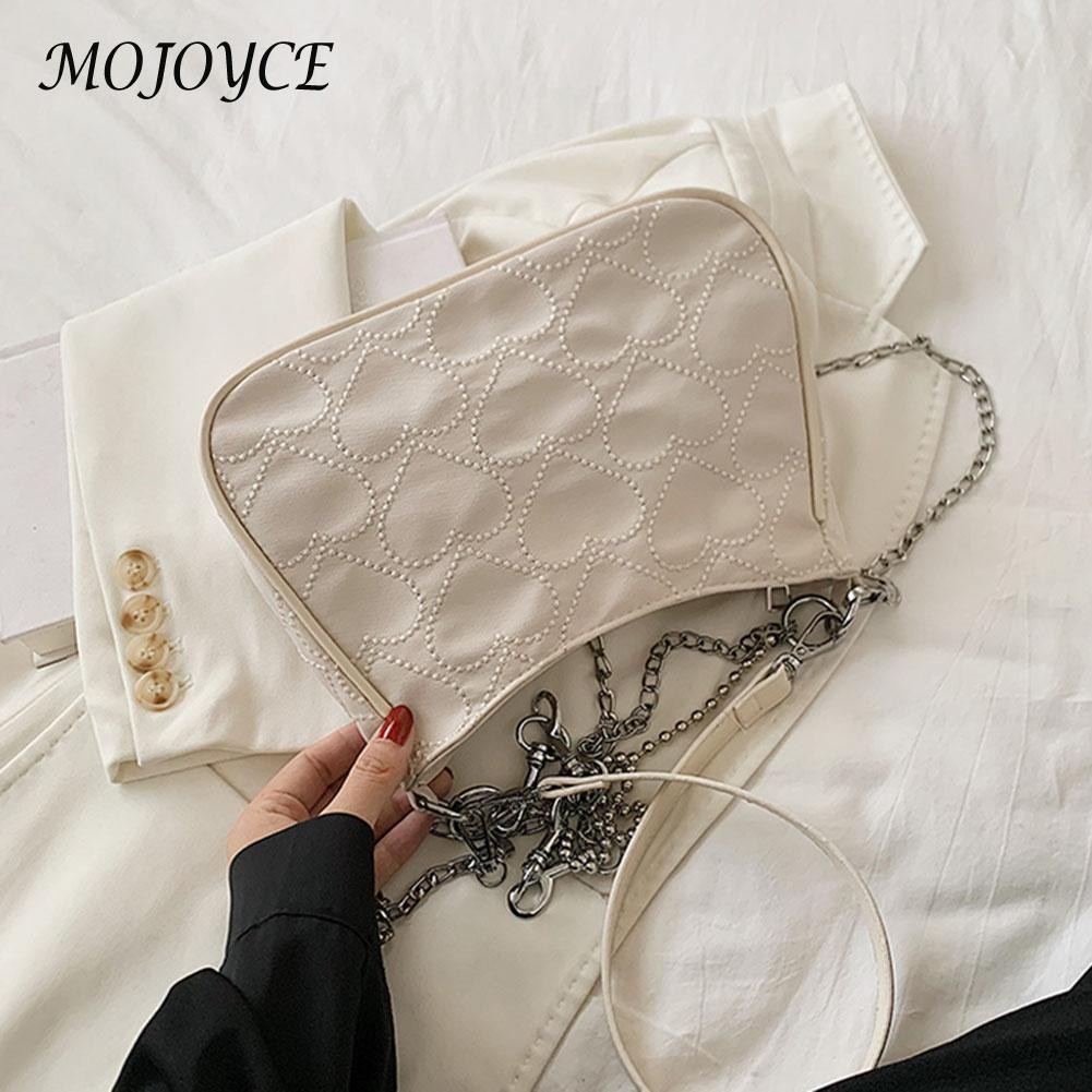 Embroidery hearts women's armpit bag fashion chain shoulder bag summer bags trend woman trendy retro underarm bags