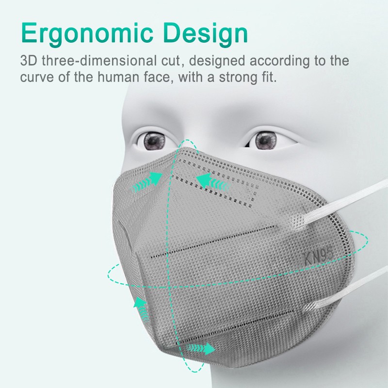 10-200 قطعة رمادي Kn95 الكربون المنشط قناع 6 طبقة واقية FFP2 قناع وافق FPP2 قناع الكبار Mascherina FFPP2 CE Masque FFP 2