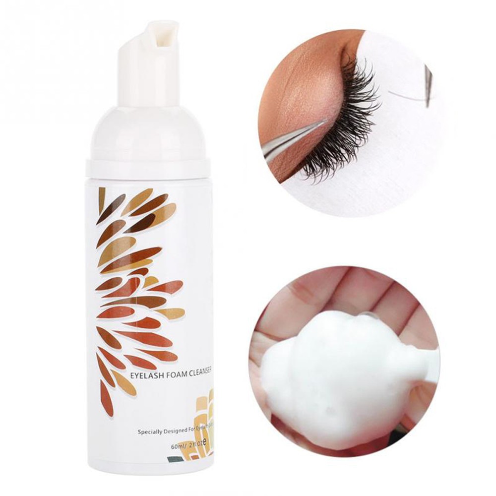 60ml Eyelash Foam Cleanser Shampoo Mousse for Eyelashes Extension Brush Set Eye Lash Cleaning Foam Pump No Stimulation Clean