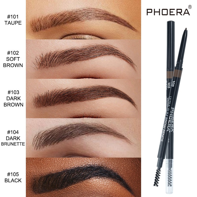 PHOERA 5 Color Natural Long Lasting No Blooming Double Ended Eyebrow Pencil Waterproof Sweatproof No Fading Eyebrow Pen TSLM1