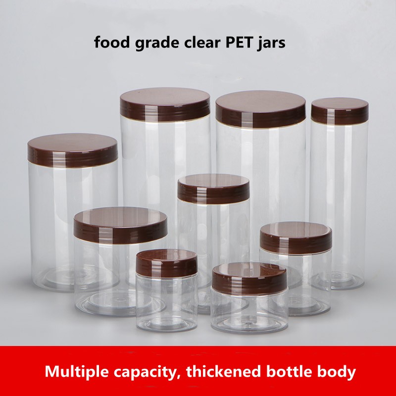 Wholesale 50pcs clear empty plastic cosmetic jars PET food jar makeup container with plastic lid food cans