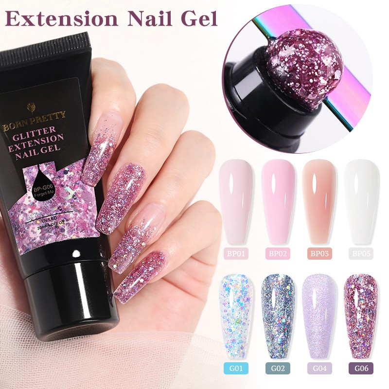 Born Pretty Gel For Nail Extension Clear Glitter Extension Soak Off UV Gel Polish Nail Art Acrylic UV Gel Polish Manicure