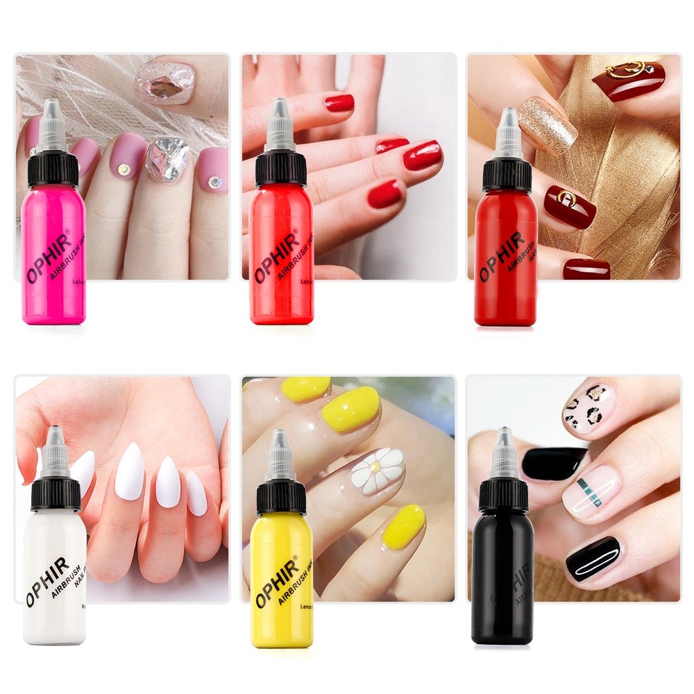 Nail Airbrush Inks 4 Colors 30ml Spray Gun Nail Art Nail Polish Pigments Airbrush Set Manicure Tools