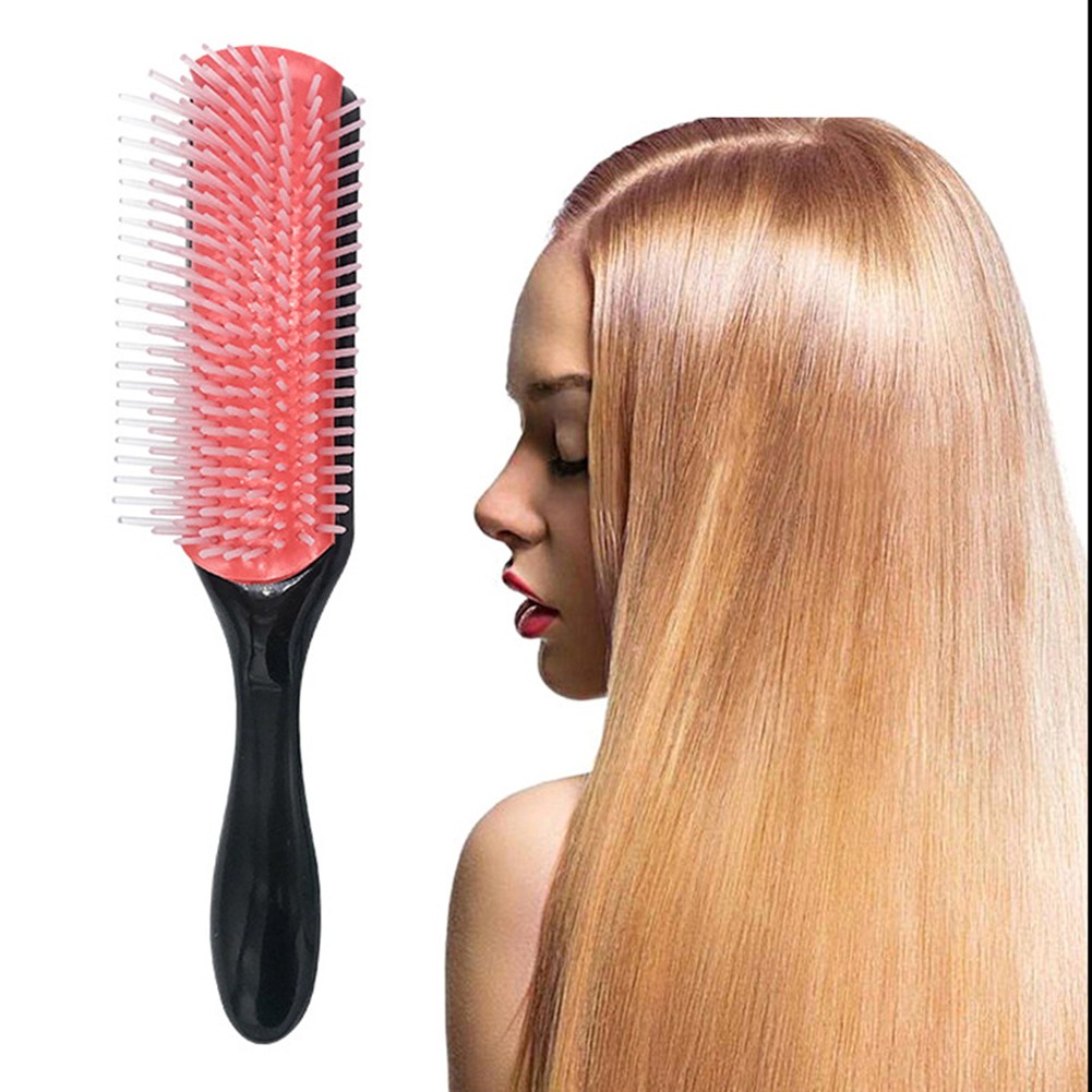 9-Row Hair Comb Detangling Rat Tail Hair Brush Comb Hair Styling Brush Straight Curly Wet Hair Scalp Massage Brush Women