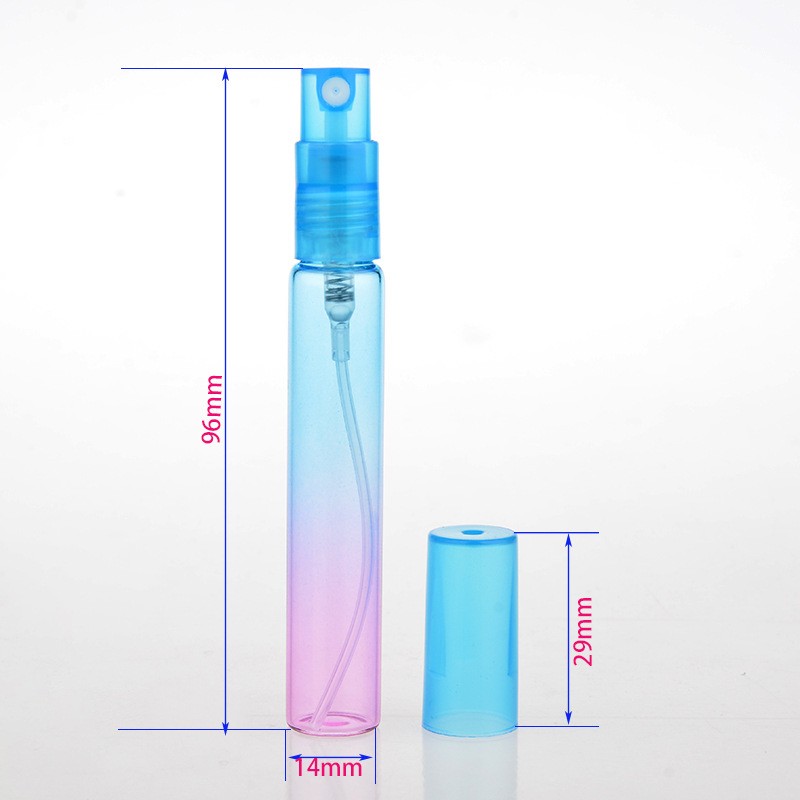 50pcs/lot 4ml 8ml Mist Spray Bottles Refillable Perfume Empty Tube Glass Travel Bottles Rainbow Color Spray