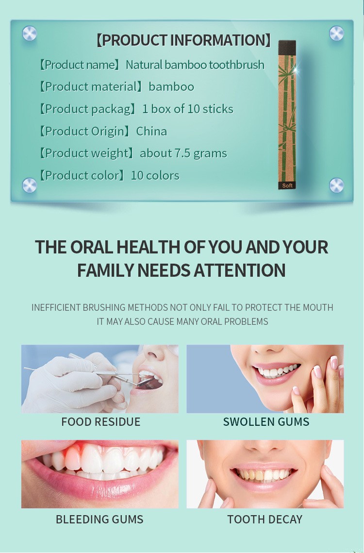 10pcs Bamboo Toothbrush Natural Bamboo Toothbrush Set Soft Bristles Charcoal Teeth Eco Bamboo Toothbrushes Dental Oral Care