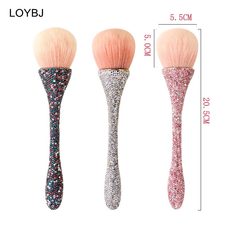 Loebig Luxury Diamond Makeup Brushes Set Shiny Loose Powder Foundation Blush Highlighter Brush Women Face Beauty Tools