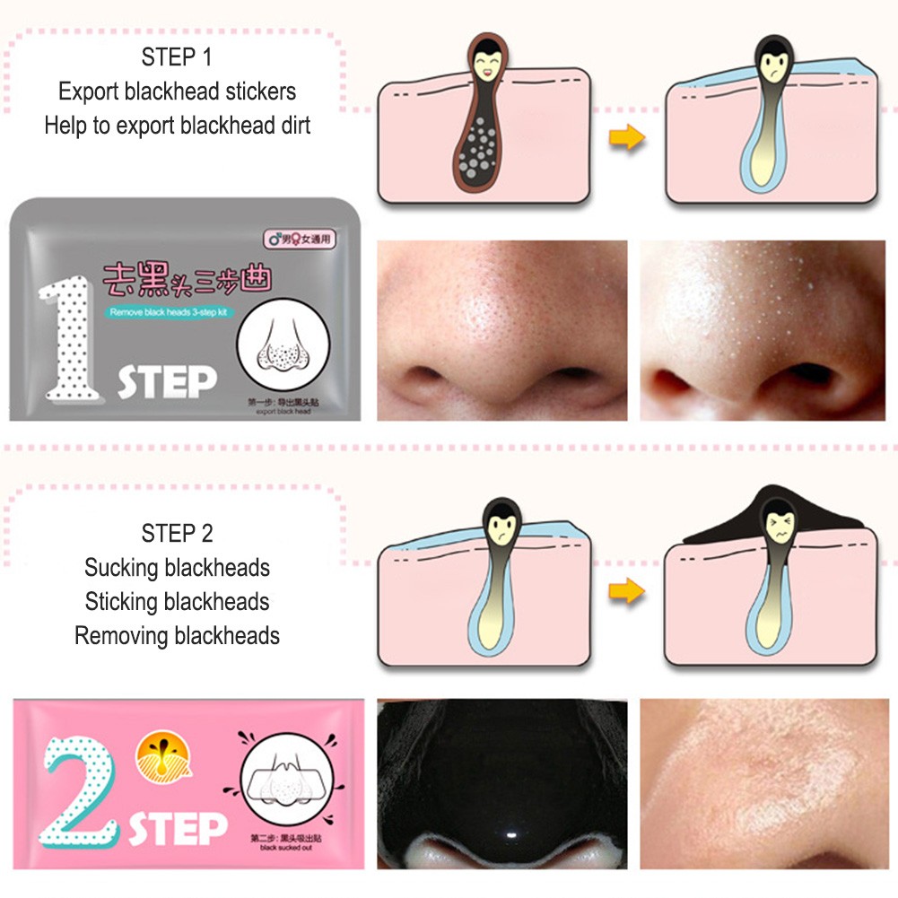 Remove Blackhead Nose Patch 3 Steps T Area Care Deep Clean Pores Blackhead Clean Face Care Products Shrink Pore Sticker