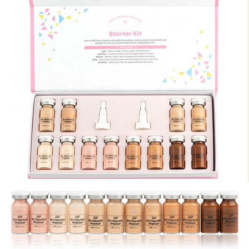 12 Vials Korean Cosmetic Dermawhite BB Cream Glow Starter Kit Stayve Liquid Foundation for Skin Whitening Brightening